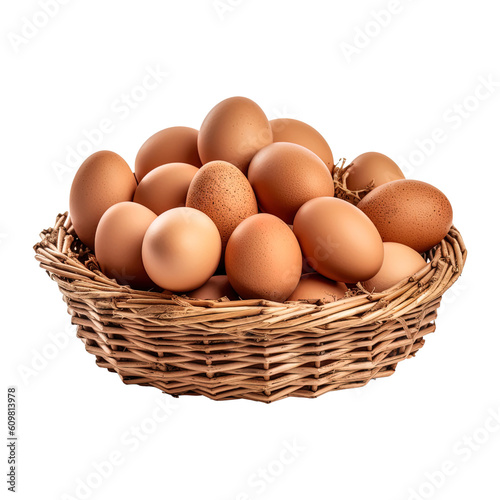 Wallpaper Mural Eggs in basket isolated on transparent background. Created with Generative AI Technology Torontodigital.ca