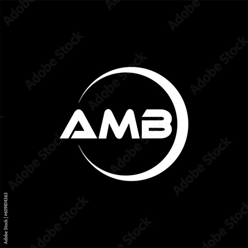 AMB letter logo design with black background in illustrator, cube logo, vector logo, modern alphabet font overlap style. calligraphy designs for logo, Poster, Invitation, etc. photo