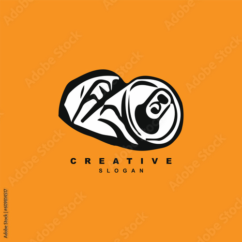 Hand drawn broken can vector illustration isolated on yellow background