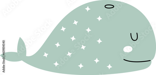 Childish Cartoon Whale