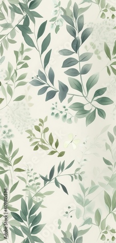 Green leaves decorations background. Generative Ai