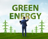 Businessman in green energy concept