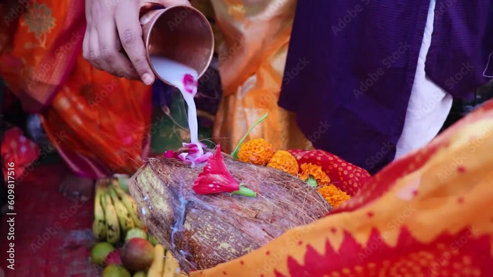 devotee doing holy rituals at festival from different angle