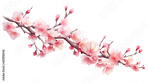 exquisite cherry blossom branch isolated on a transparent background for design layouts