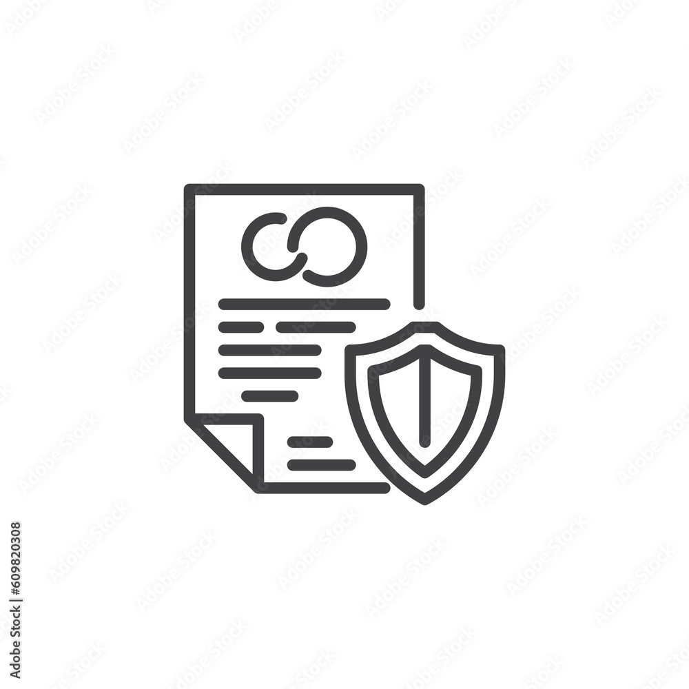 Prenuptial agreement line icon Prenuptial agreement line icon