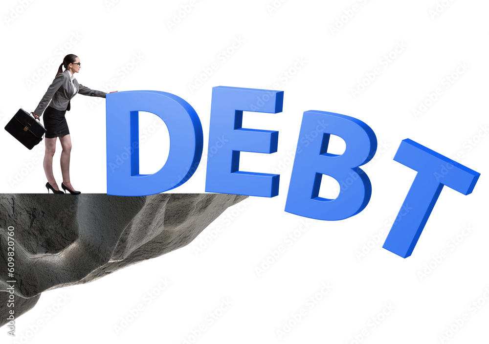 Debt and loan concept with businesswoman Debt and loan concept with businesswoman