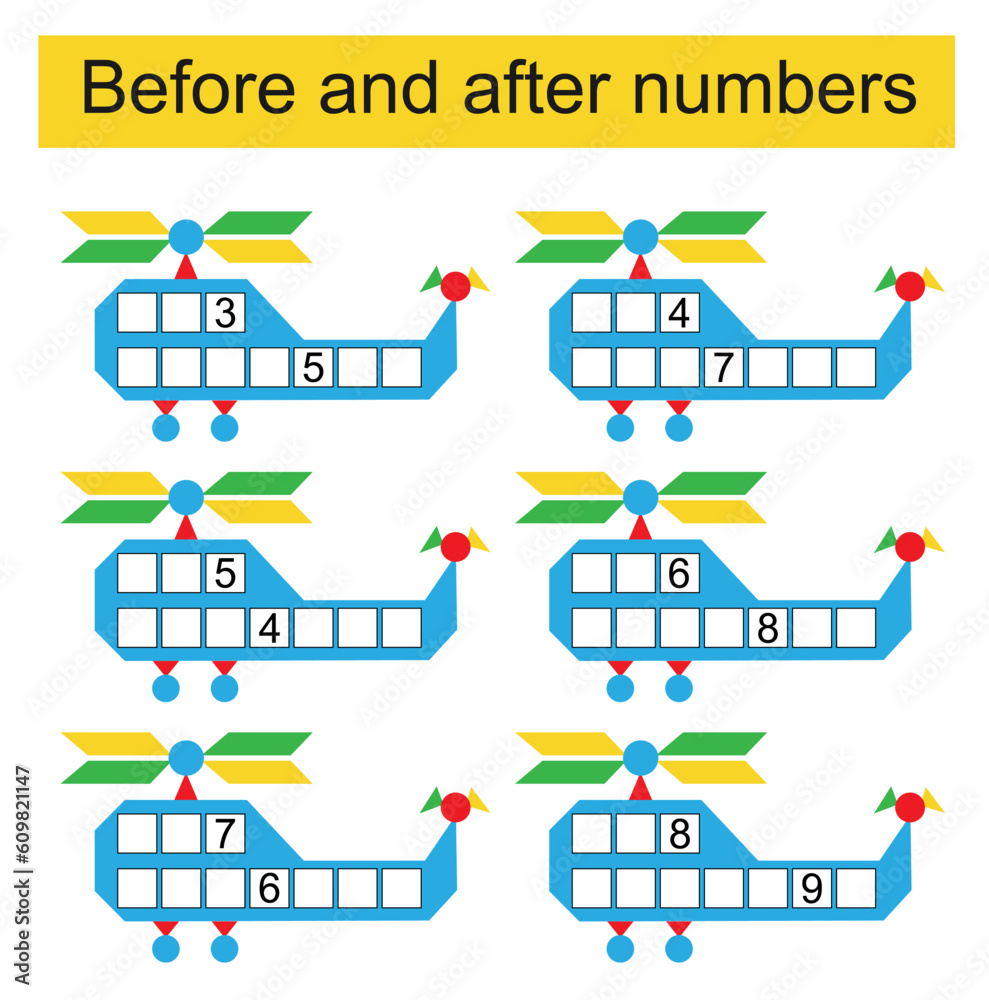 What comes Before and After. Math worksheets for kids. Number range up to 10. What comes Before and After. Math worksheets for kids. Number range up to 10.