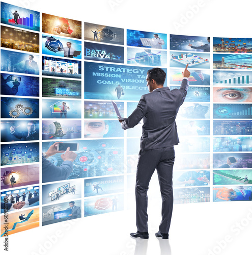 Concept of streaming video with businessman