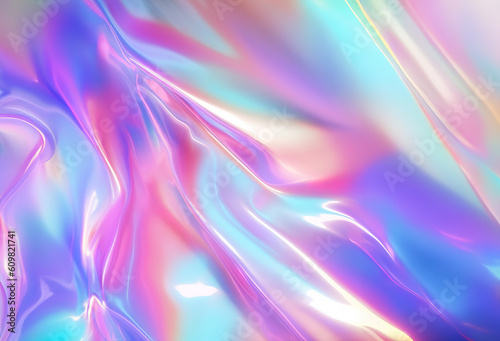 Iridescent background. Holographic Abstract pastel colors backdrop. Holographic Foil Backdrop. Trendy creative gradient. Futuristic background. AI generated