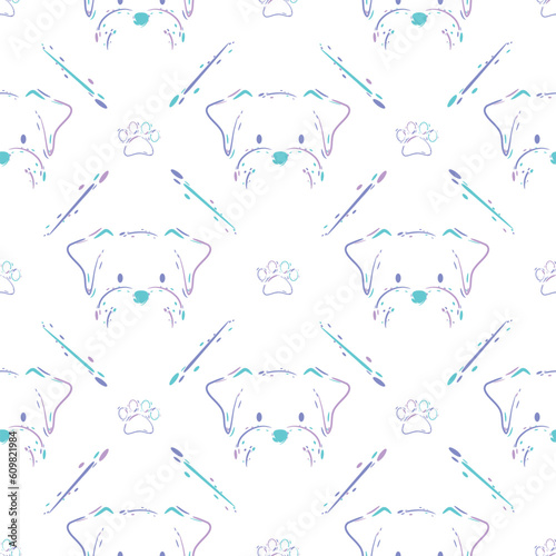 Cute dog seamless vector pattern