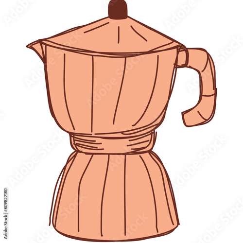 Moka Pot  hand drawn retro illustration