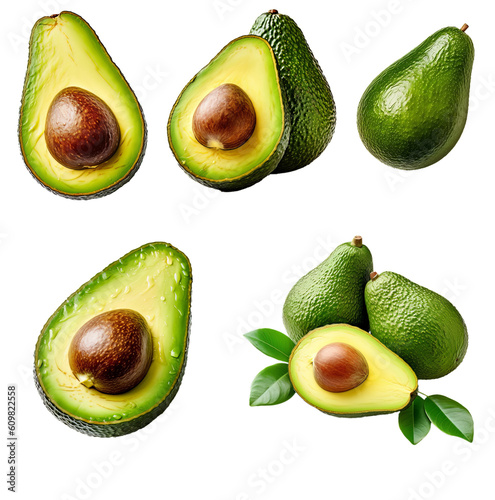 avocado fruit transparent background PNG file, AI generate