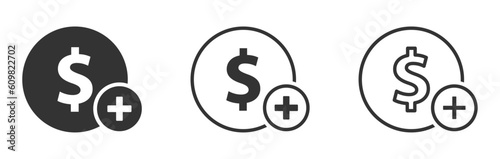 Add money to wallet vector buttons set