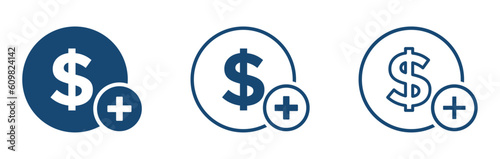 Add money to wallet vector buttons