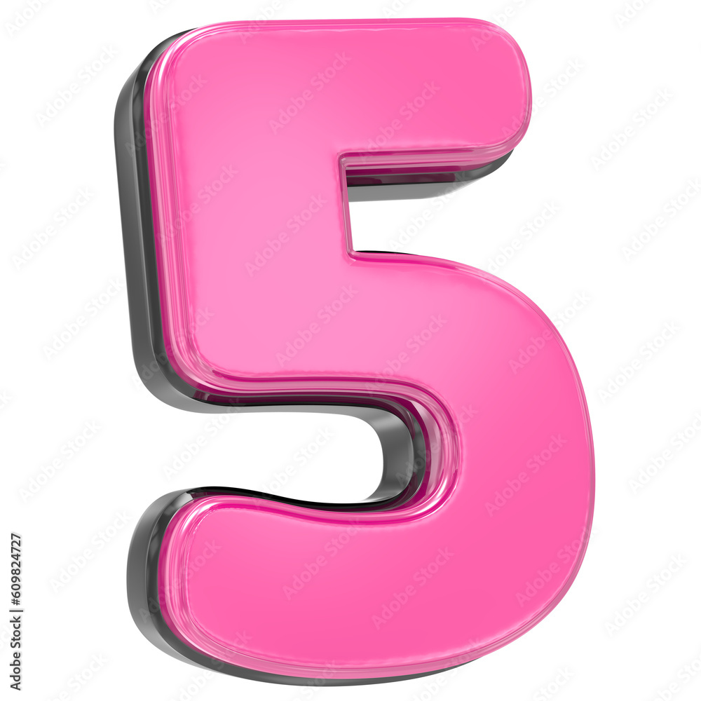 Pink 5 Number 3D Render