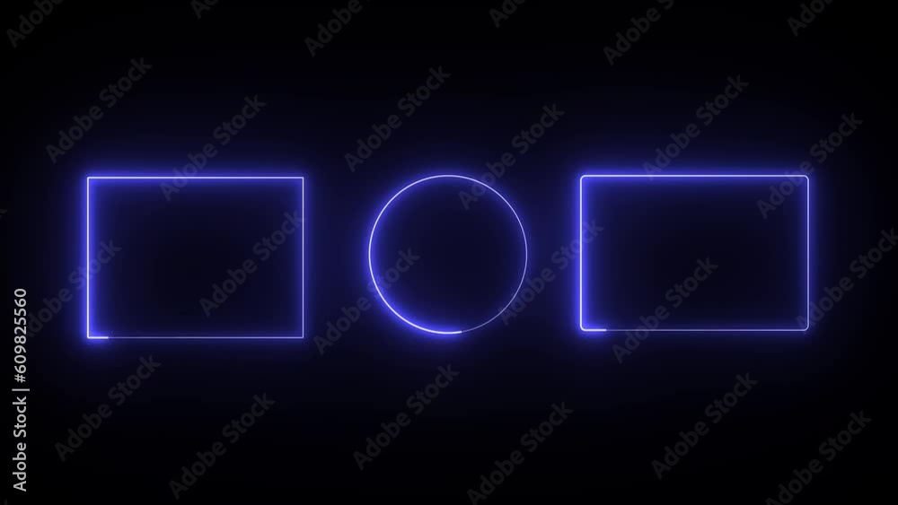 Glowing blue color rectangle neon background Glowing blue color rectangle neon background
