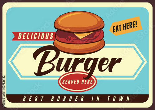 Burger fast food restaurant advertisment promo poster vector