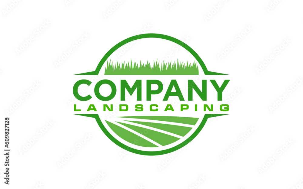 landscape logo for lawn or gardening business design template landscape logo for lawn or gardening business design template