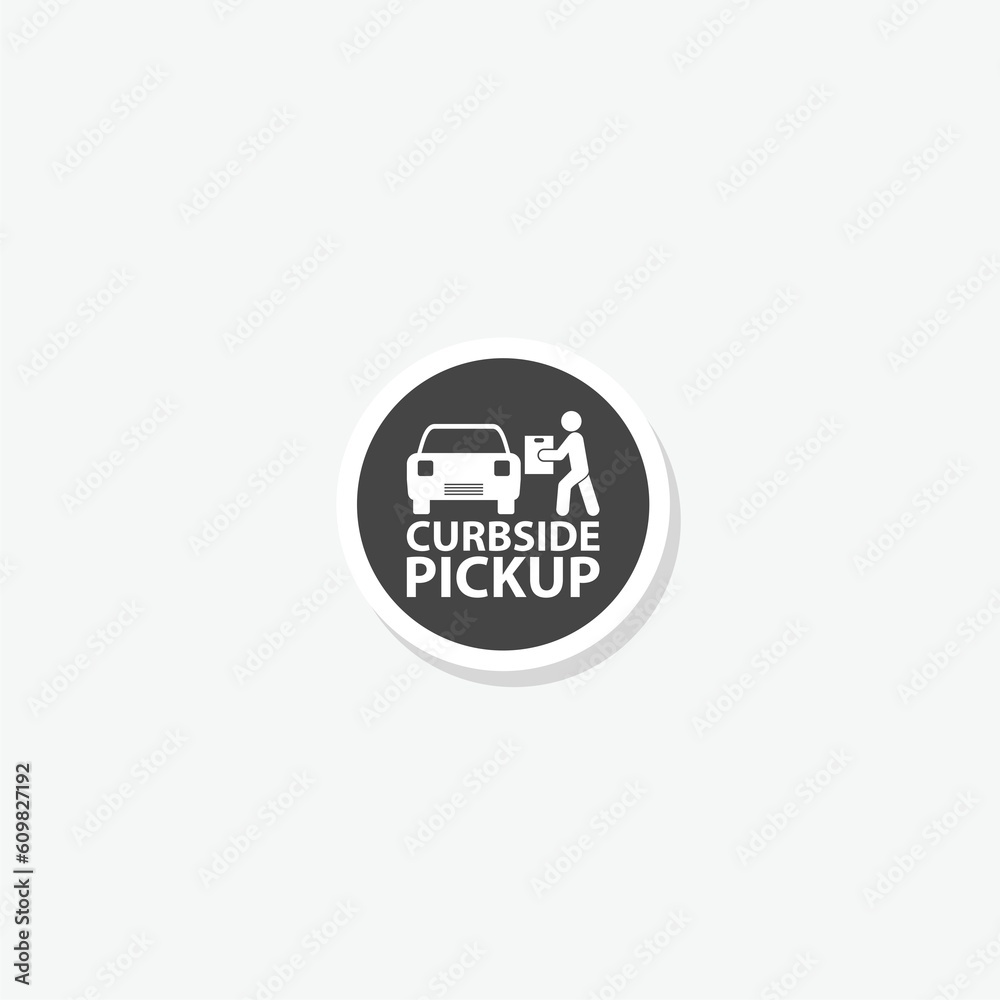 Curbside Pickup sticker icon isolated on white Curbside Pickup sticker icon isolated on white