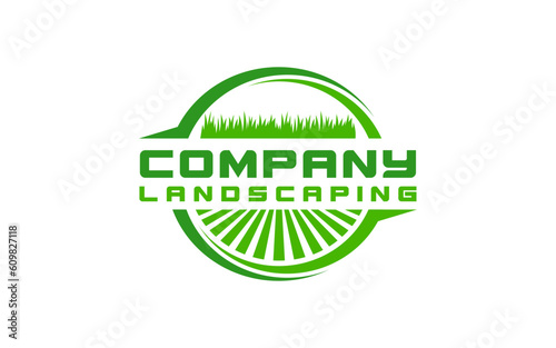 landscape logo for lawn or gardening business design template