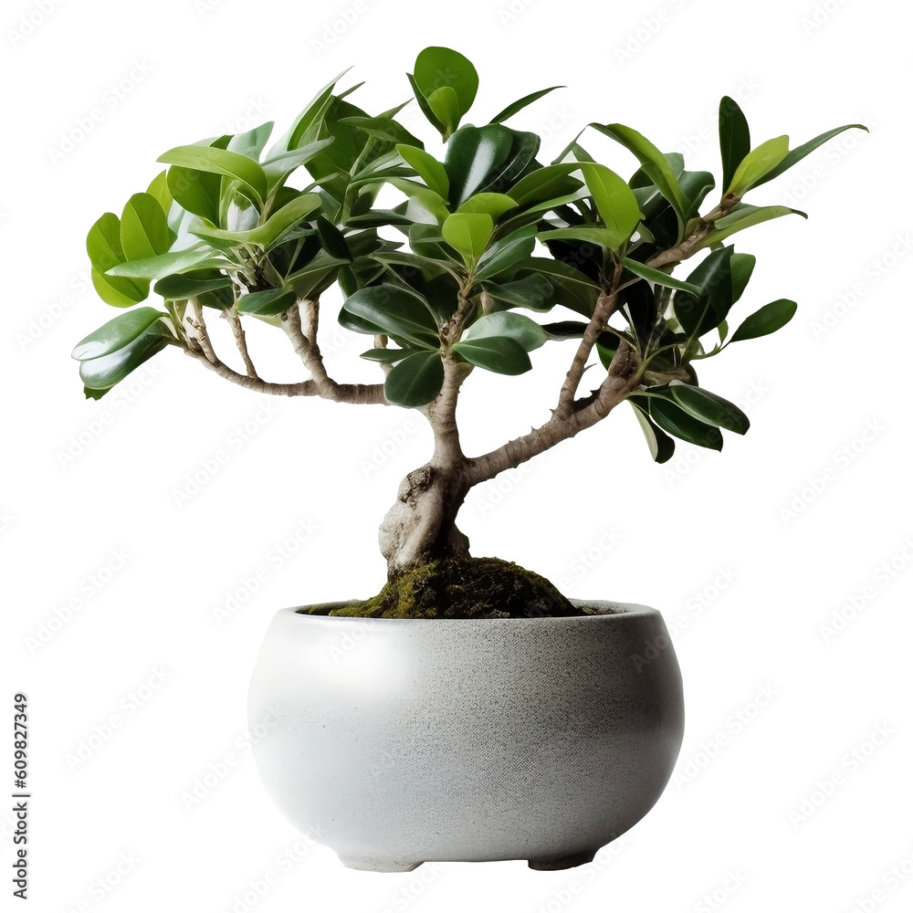 Ficus Tree Potting Guid. white background. Generative AI Ficus Tree Potting Guid. white background. Generative AI