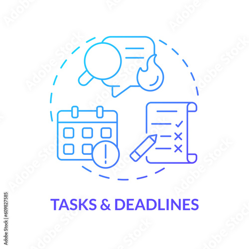 Tasks and deadlines blue gradient concept icon. Project management. Social media content. Schedule plan. Progress tracking abstract idea thin line illustration. Isolated outline drawing
