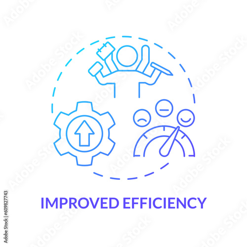 Improved efficiency blue gradient concept icon. Business process. Productive employee. Content plan. Operations management abstract idea thin line illustration. Isolated outline drawing