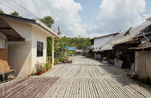 The traditional Annah Rais longhouse outside of Kuching, Sarawak Province, Malaysia on Borneo island photo
