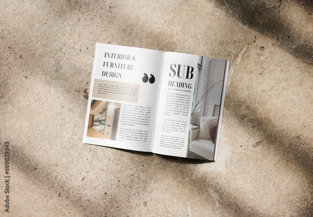 Mockup of open A4 magazine with customizable content Stock Template ...