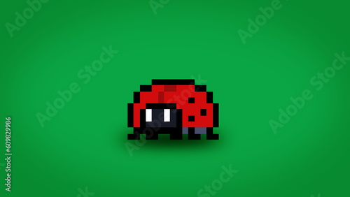 Cute red 8 bit lady bird or bug background - high res 4k wallpaper