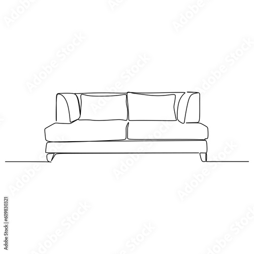 one line drawing continuous design of sofa isolated on white background.