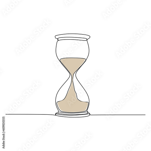 one line drawing continuous design of sand clock isolated on white background.