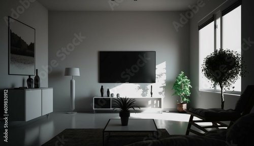 Minimalist Living Room generative Ai