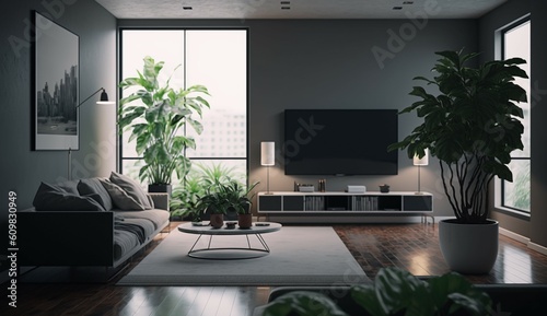 Minimalist Living Room generative Ai