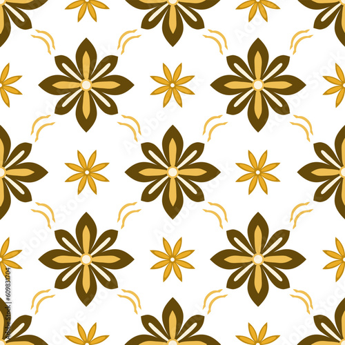 Floral seamless pattern thai line ornaments. Gold and Brown abstract background for wallpapers and fabrics. Vector illustration