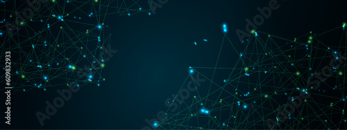 Abstract blue lines and dots connections pattern, social network communication, technology curve line background. Design used for technology, science, banner, template, business and many more.