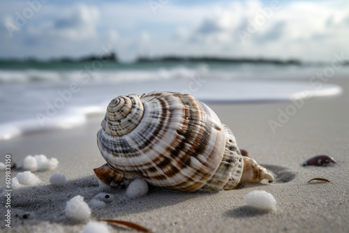 background of a shell on the beach