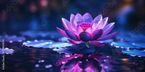 Beautiful lotus flower on the water with light AI Generative