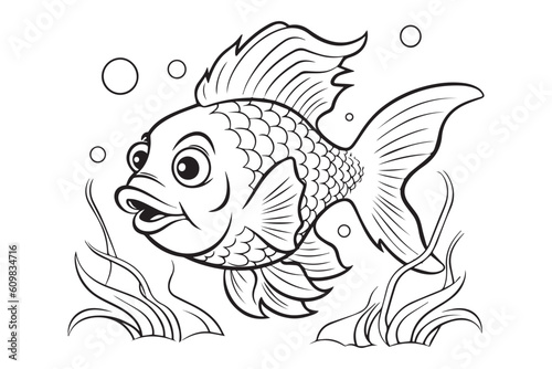 Coloring Pages for Kids, Fish Vector Coloring Pages