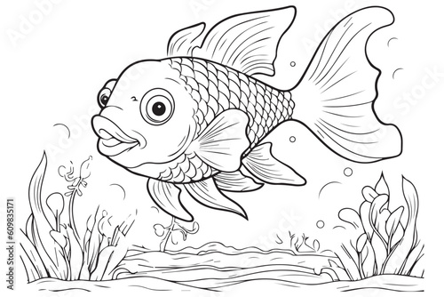 Coloring Pages for Kids, Fish Vector Coloring Pages