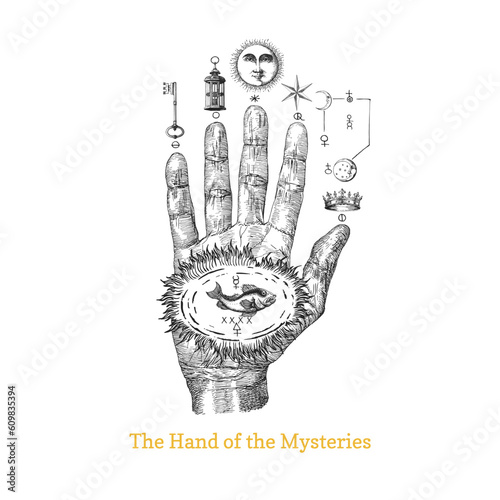 The Hand of the Mysteries, illustration in vector
