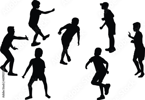 Silhouette of children on white background.