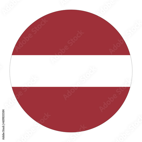 Flag of Latvia in circle shape. Latvia flag in a circle design shape