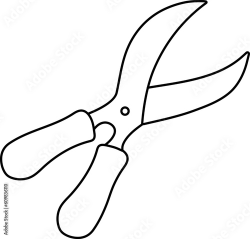 Garden shears, gardening tool. Vector illustration of garden element. Outline style.