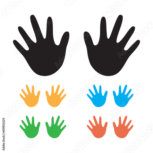 Abstract prints of hands of the child isolated vector illustration art finger ink color palm trace.
