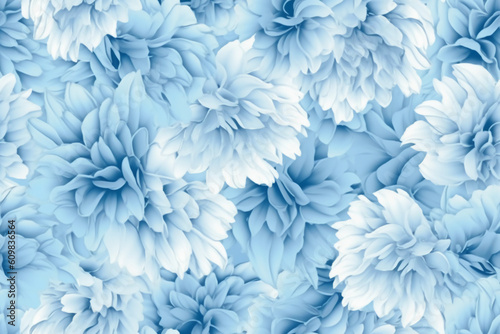 Sky blue light sky blue seamless flower pattern combined with a soft sky blue gradient, AI geneartive © SANGHYUN