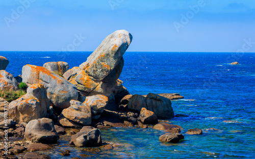 Granite coast in Brittany, Atlantic ocean coastline - Brittany in France