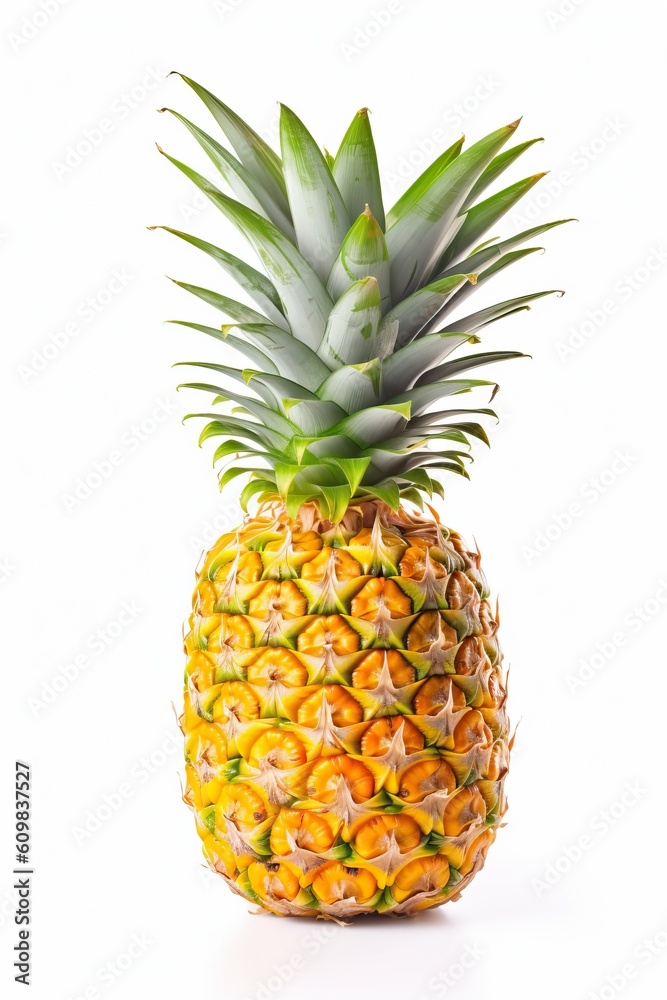 Portrait pineapple fruit isolated on white AI Generative Portrait pineapple fruit isolated on white AI Generative