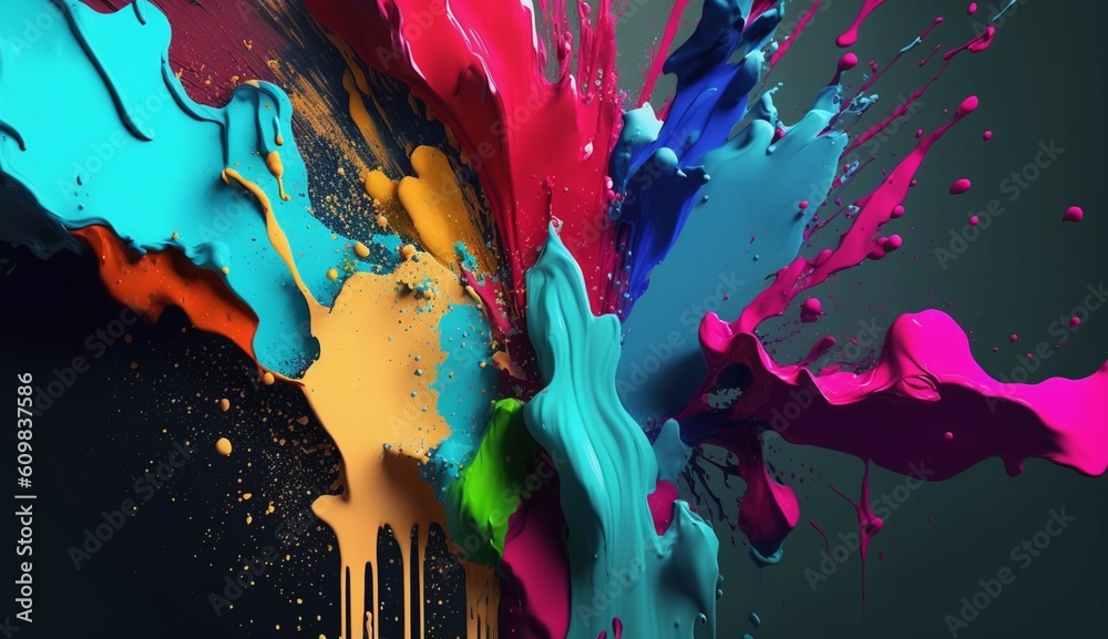 Colorful paint splashes generative Ai