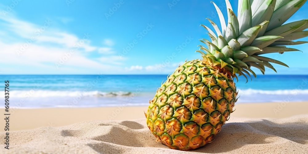 Portrait pineapple on the beach AI Generative Portrait pineapple on the beach AI Generative